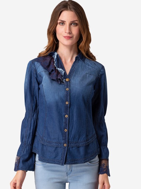 

Modriba Women Blue Denim Casual Shirt