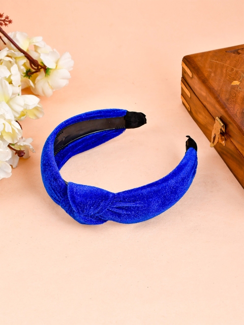 

Silvermerc Designs Women Blue Solid Velvet Knot Hairband