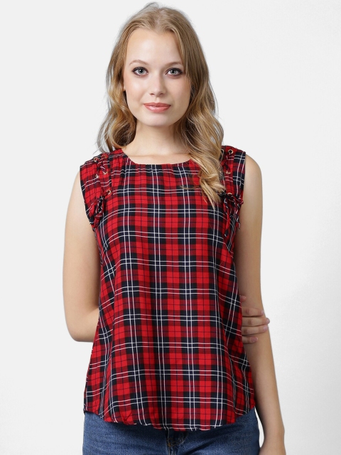 

V2 Value & Variety Black & Red Checked Regular Top