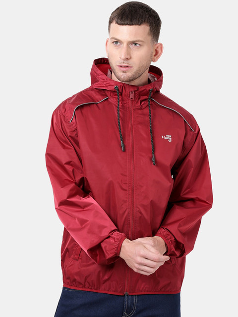 

t-base Men Red Windcheater and Water Resistant Biker Jacket