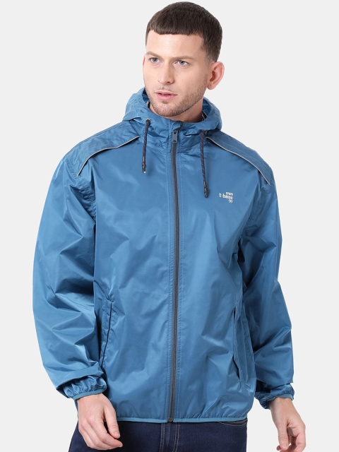 

t-base Men Blue Windcheater and Water Resistant Biker Jacket
