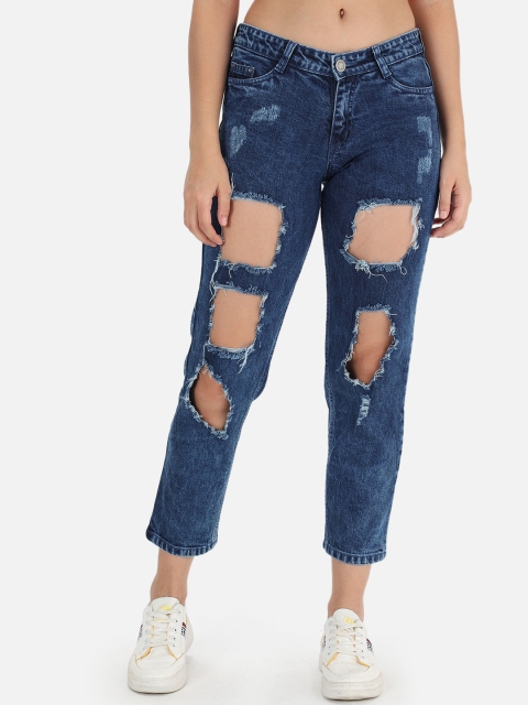

The Dry State Women Blue Skinny Fit Highly Distressed Jeans