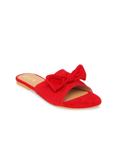 

STALK Women Red Open Toe Flats with Bows