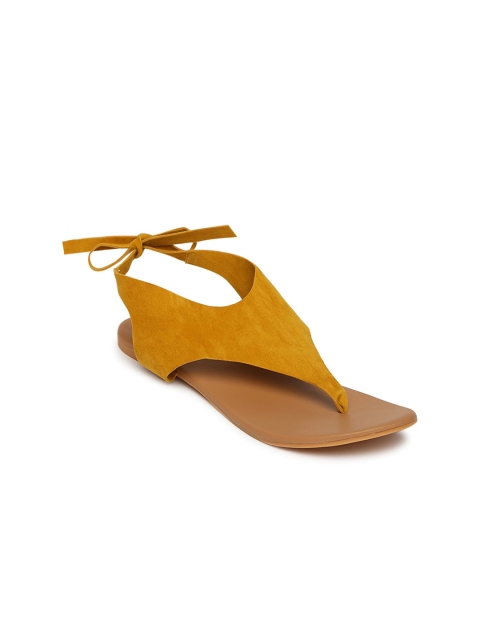 

STALK Women Mustard Yellow Tie-Up Open Toe Flats