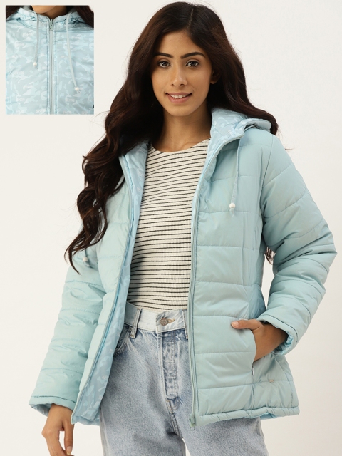 

Okane Women Blue Reversible Hooded Padded Jacket