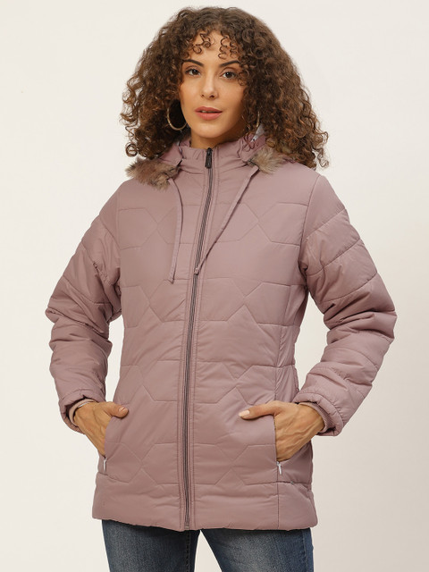 

Okane Women Dusty Pink Parka Jacket with Detachable Hood