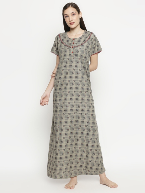 

XIN Green Printed Maxi Nightdress