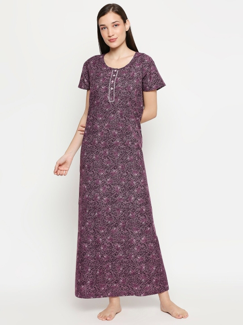 

XIN Women Purple Printed Half Sleeves Nighty