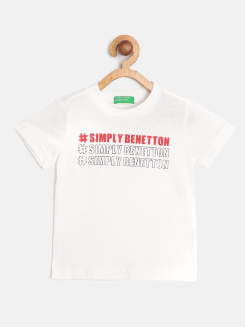 

United Colors of Benetton Boys White & Red Slogan Printed T-shirt