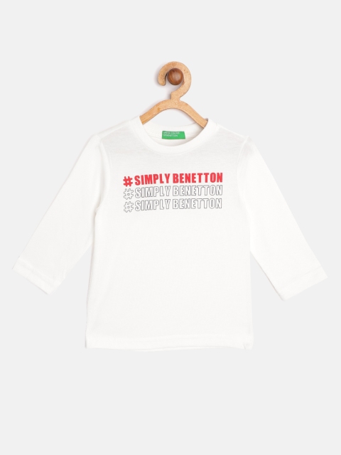 

United Colors of Benetton Boys White & Red Slogan Printed T-shirt
