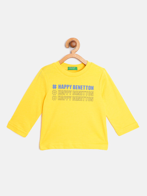 

United Colors of Benetton Boys Yellow & Blue Slogan Printed T-shirt