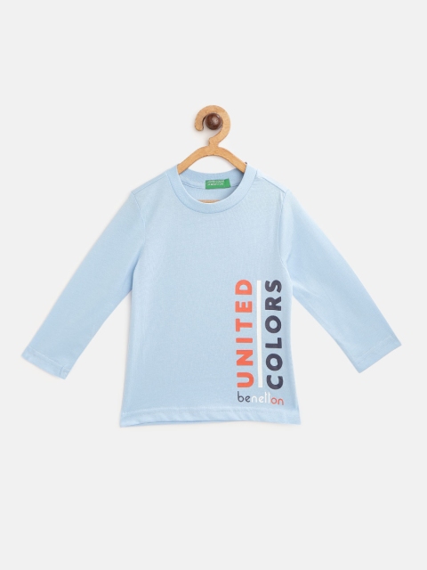 

United Colors of Benetton Boys Blue Brand Name Print Pure Cotton T-shirt