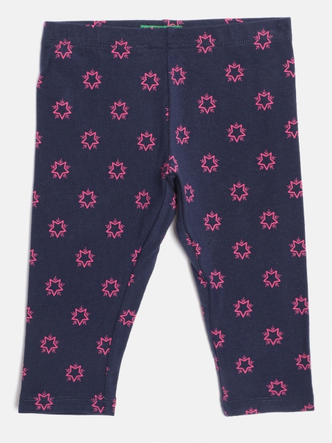 

United Colors of Benetton Girls Navy Blue & Pink Star Printed Leggings