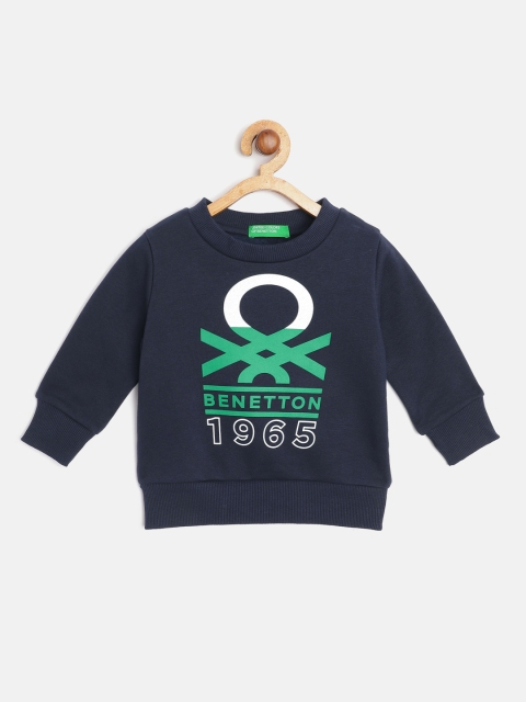 

United Colors of Benetton Boys Navy Blue Brand Logo Printed Sweatshirt
