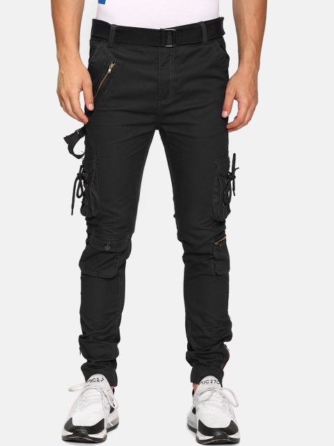 

V2 Value & Variety Men Black Slim Fit Cargos Trousers