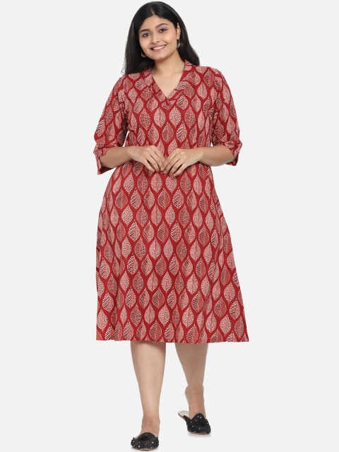 

Bewakoof Women Red Printed A-Line Dress