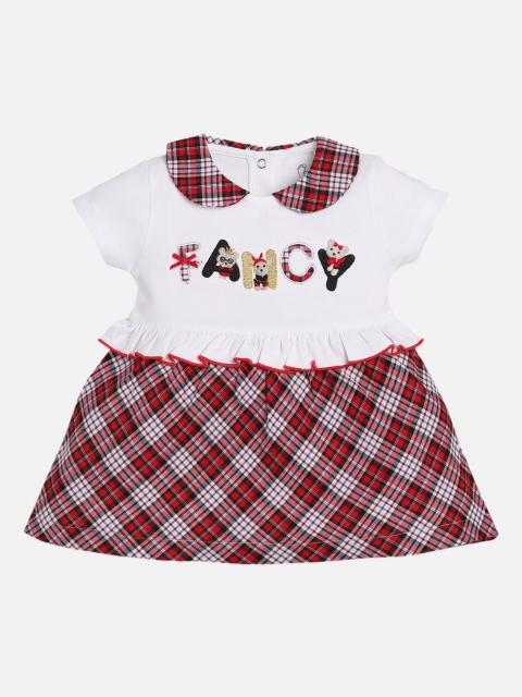 

BABY GO Girls White & Red Checked A-Line Cotton Dress