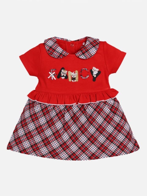 

BABY GO Girls Red & White Checked A-Line Cotton Dress
