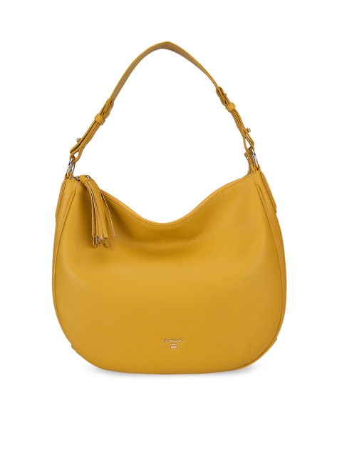 

Da Milano Women Yellow Leather Half Moon Hobo Bag
