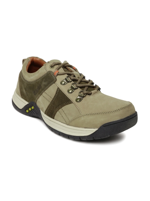 

Stardox Men Olive Green Leather Sneakers