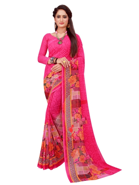 

KALINI Pink & Orange Floral Ready to Wear Saree