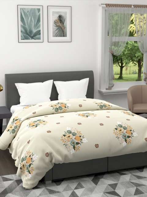 

BIANCA Beige & Yellow Floral Microfiber AC Room 120 GSM Double Bed Comforter