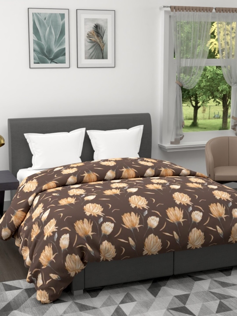 

BIANCA Brown Floral Microfiber AC Room 120 GSM Double Bed Comforter