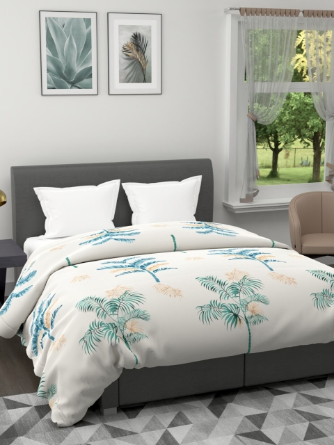 

BIANCA Off White & Green Floral Microfiber AC Room 120 GSM Double Bed Comforter