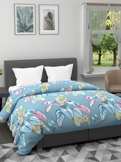 

BIANCA Grey & Pink Floral Printed Microfiber AC Room 120 GSM Double Bed Comforter