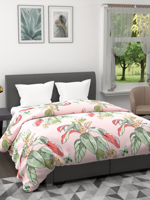 

BIANCA Pink & Green Floral Microfiber AC Room 120 GSM Double Bed Comforter