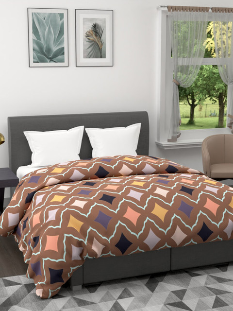 

BIANCA Multicolour Geometric Printed AC Room 120 GSM Double Bed Comforter, Brown