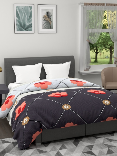 

BIANCA Black & Red Floral Microfiber AC Room 120 GSM Double Bed Comforter