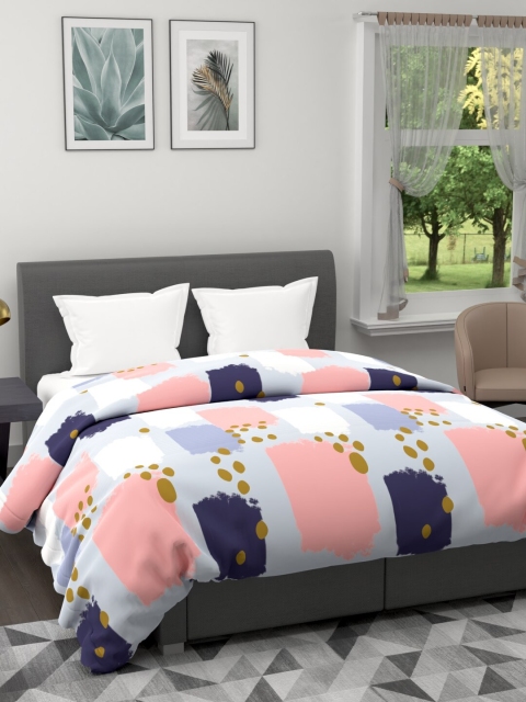 

BIANCA Peach-Coloured & Blue Geometric Microfiber AC Room 120 GSM Double Bed Comforter