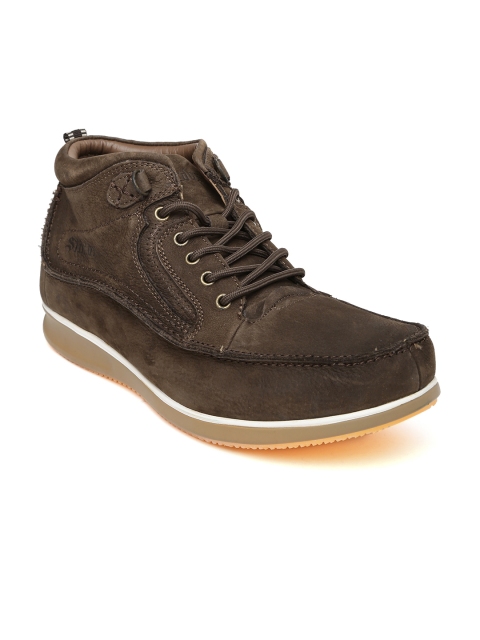 

Stardox Men Brown Solid Leather High-Top Derbys