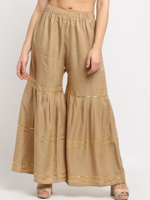 

NEUDIS Women Beige Gotta Patti Design Detailed Ethnic Sharara