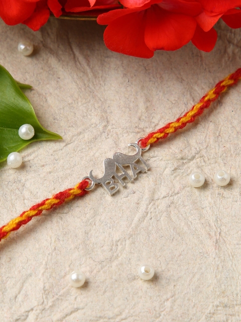 

Sepia Silver Toned & Red 925 Silver Rakhi