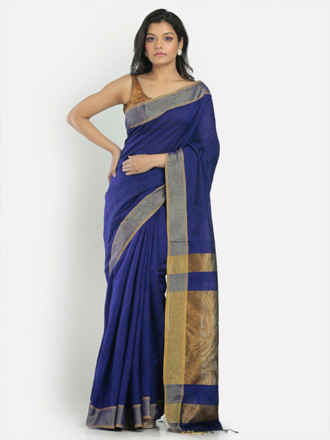 

Aryavart Blue & Gold-Coloured Zari Saree