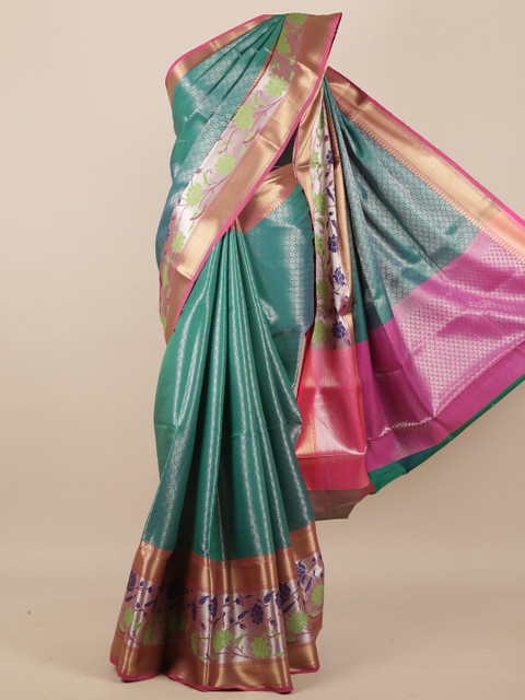

Pothys Women Green & Pink Woven Designed Saree