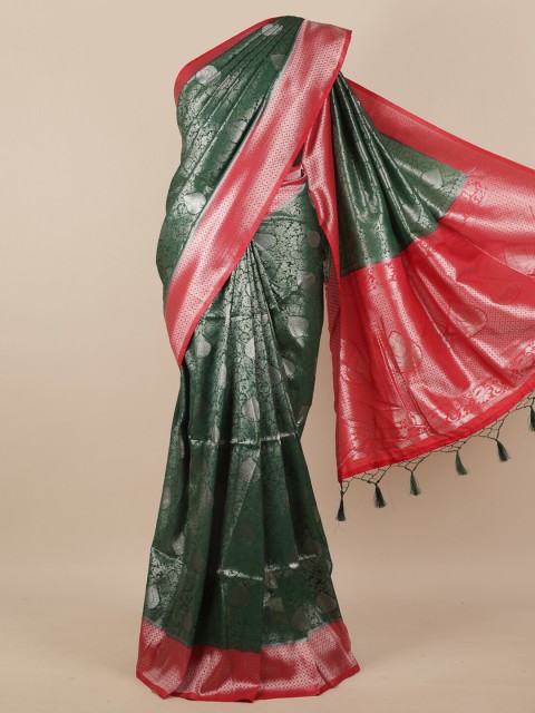 

Pothys Green & Red Ethnic Motifs Silk Blend Saree