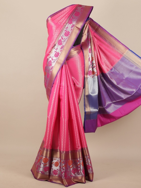 

Pothys Pink & Purple Ethnic Motifs Zari Muslin Silk Saree