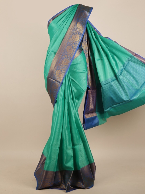 

Pothys Green & Blue Paisley Silk Blend Saree