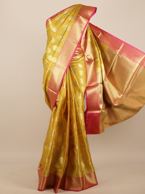

Pothys Yellow & Pink Ethnic Motifs Zari Woven Design Silk Blend Saree