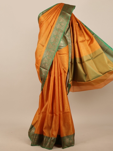 

Pothys Mustard & Green Paisley Silk Blend Saree