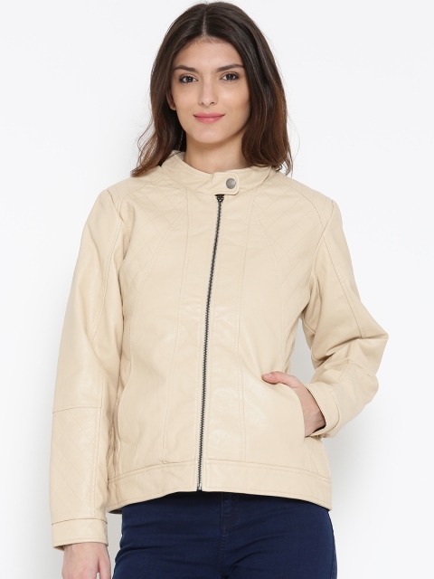 

Fort Collins Beige Faux Leather Biker Jacket