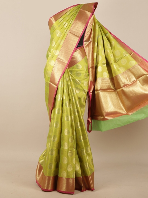 

Pothys Green & Pink Ethnic Motifs Zari Silk Blend Saree