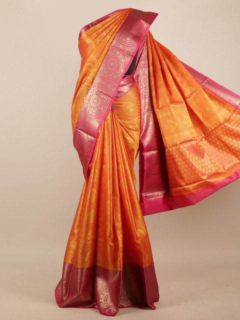 

Pothys Mustard & Magenta Woven Design Zari Silk Blend Saree