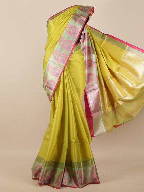 

Pothys Women Green & Pink Woven Designed Saree