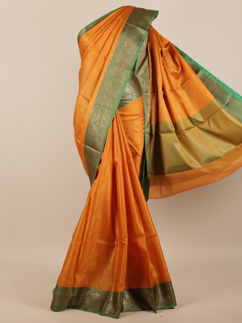 

Pothys Mustard & Green Ethnic Motifs Silk Blend Saree