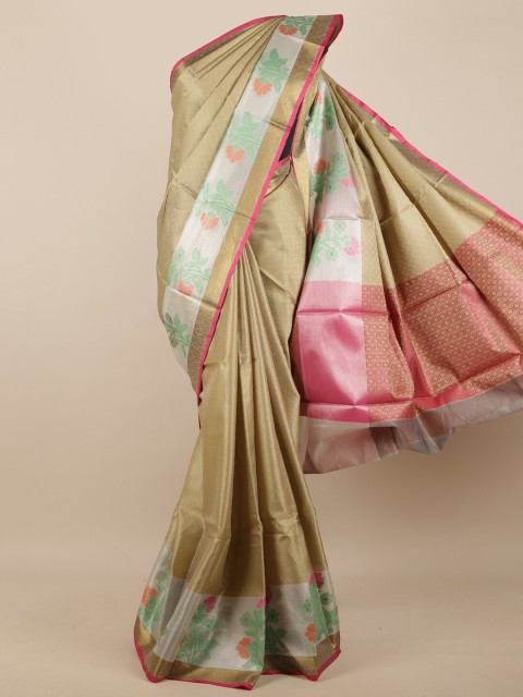 

Pothys Cream-Coloured & White Woven Design Zari Silk Blend Saree