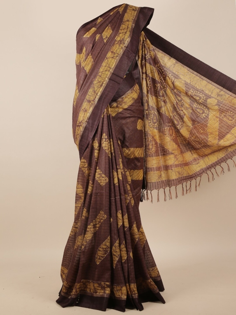 

Pothys Brown & Yellow Printed Saree